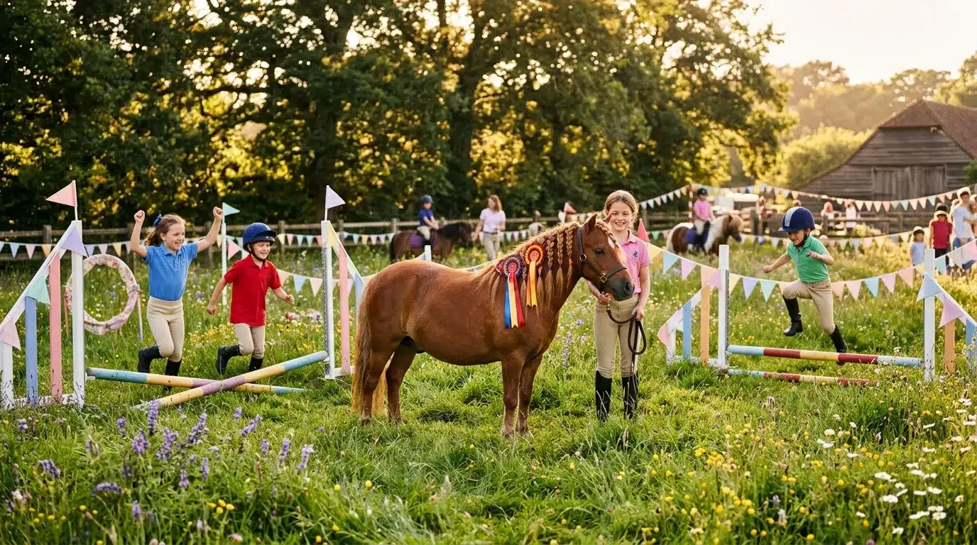 Jeune fille à cheval lors d'une compétition équestre avec sauts